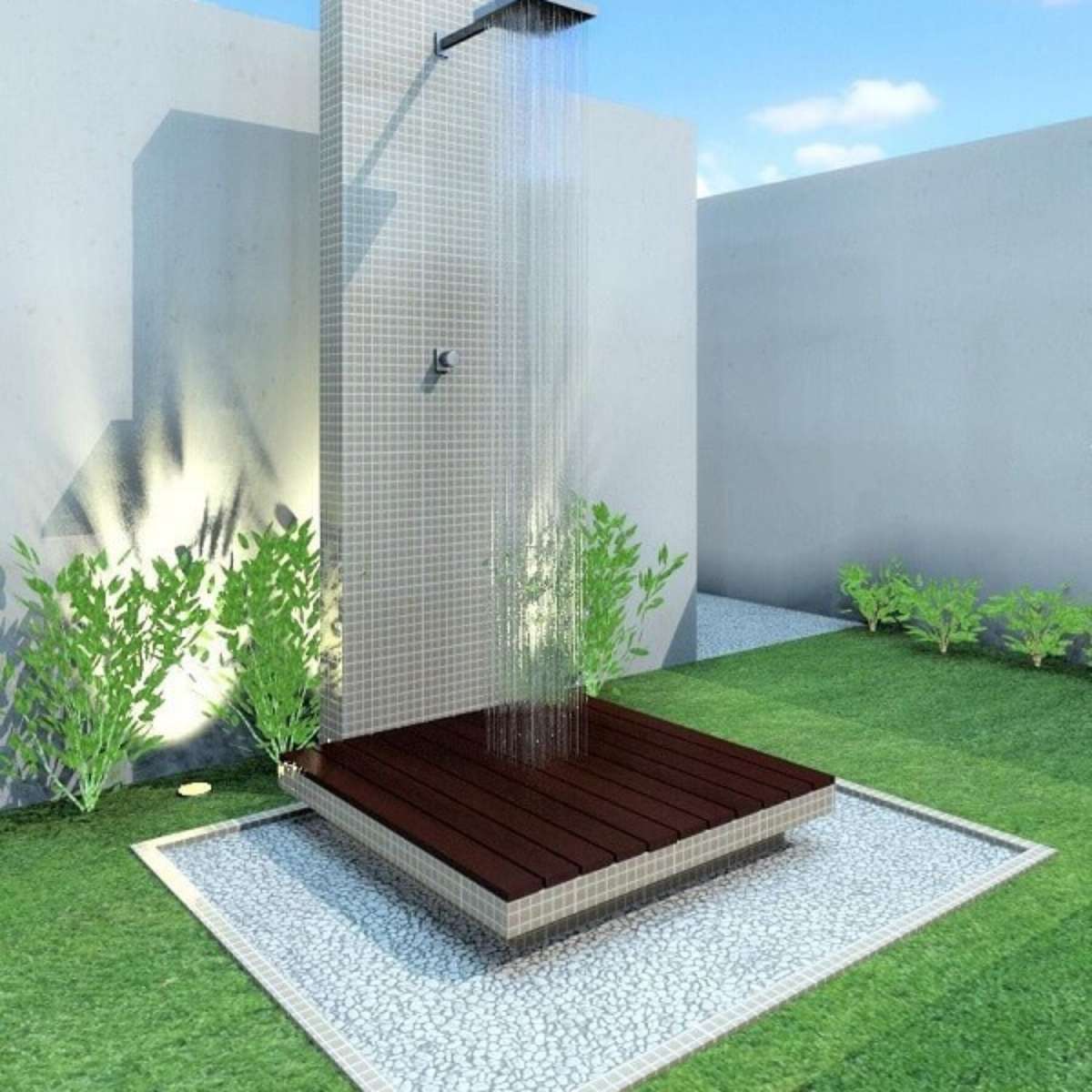 ideias criativas chuveiro quintal