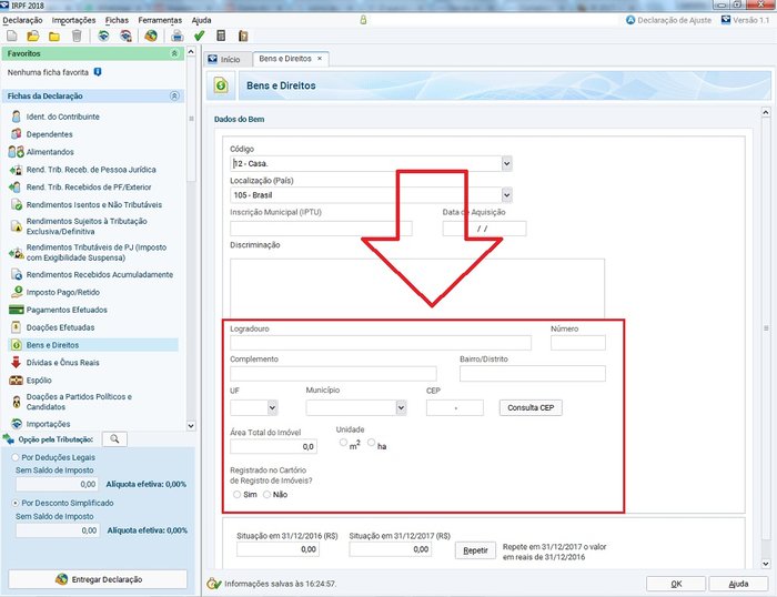 área construída imposto de renda