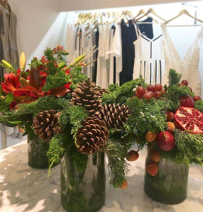Arranjos de Natal em aquário de vidro