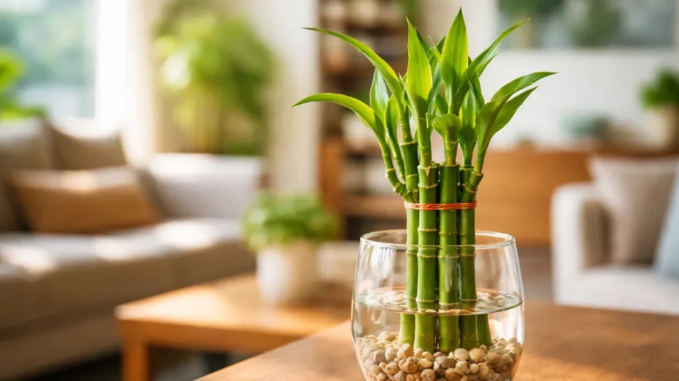 bambu da sorte com fita vermelha