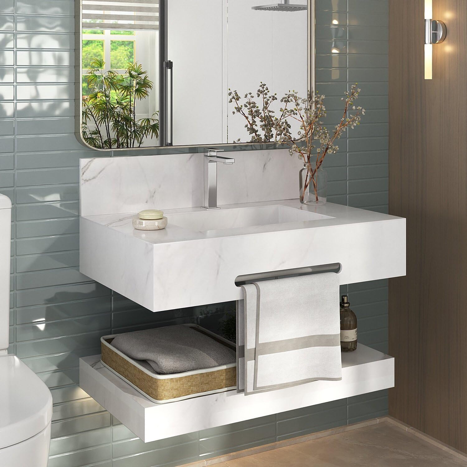 bancada de granito para lavabo com cuba de sobrepor