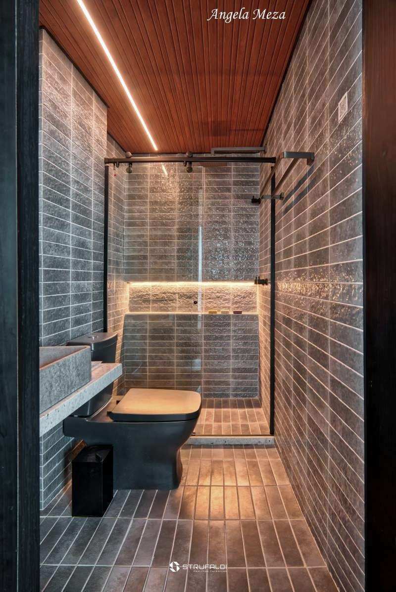 iluminação de banheiro com sanca de gesso e led