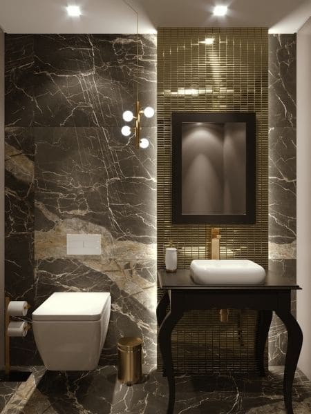 banheiro com led em cascata