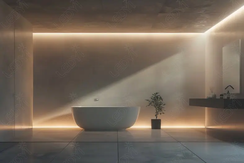 iluminação de banheiro com sanca de gesso e led