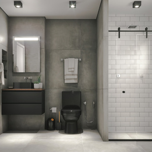 como usar cimento queimado no banheiro industrial