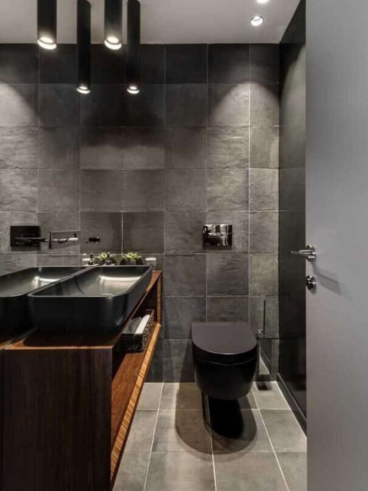 inspiração banheiro preto pequeno