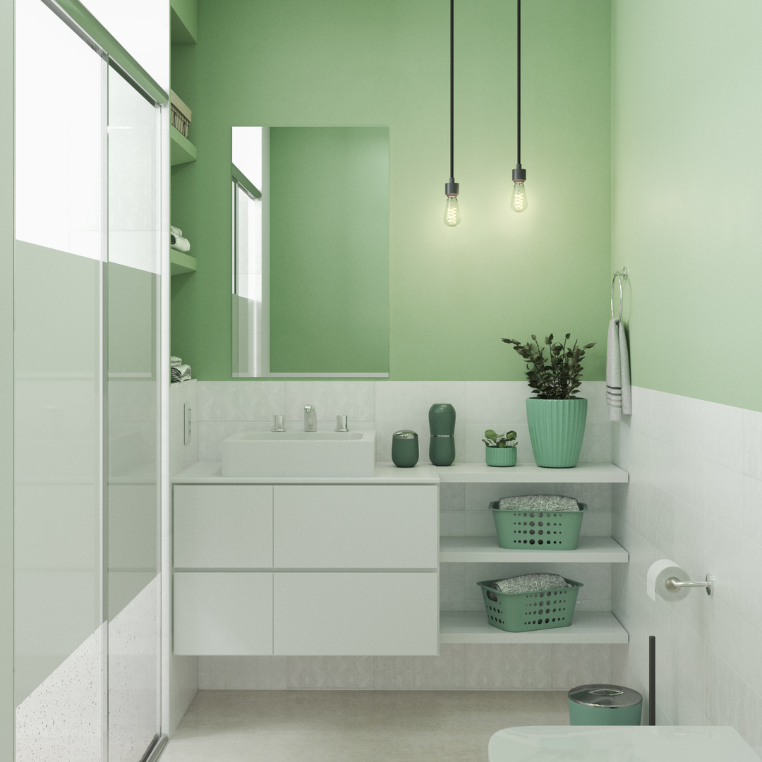 banheiro verde minimalista