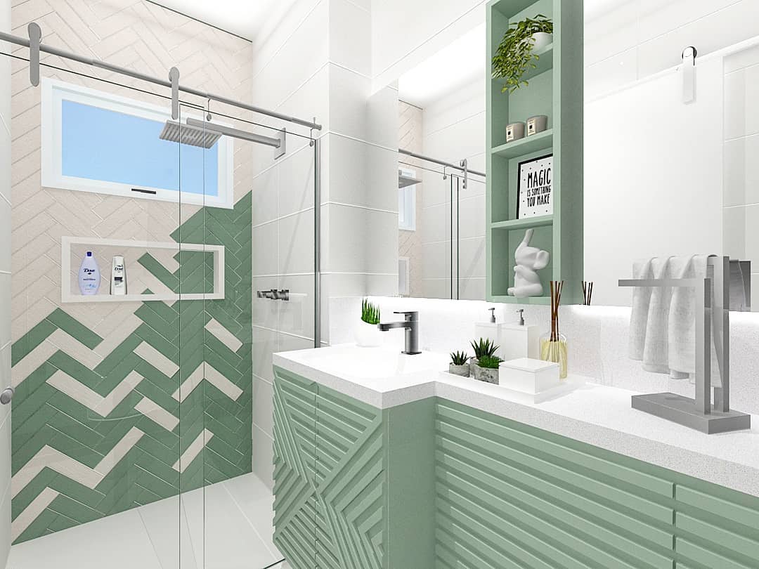 banheiro verde e branco