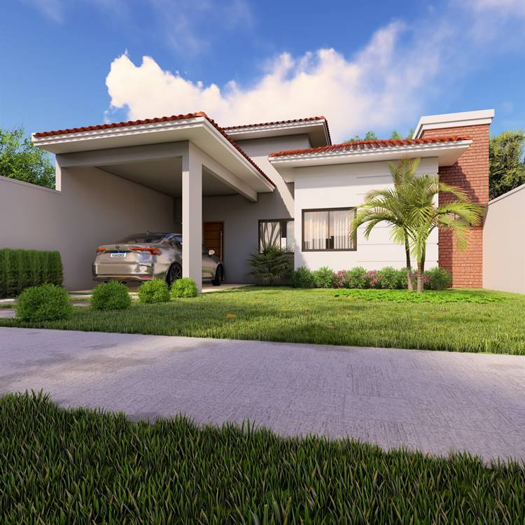 casas com garagem na frente e telhado aparente