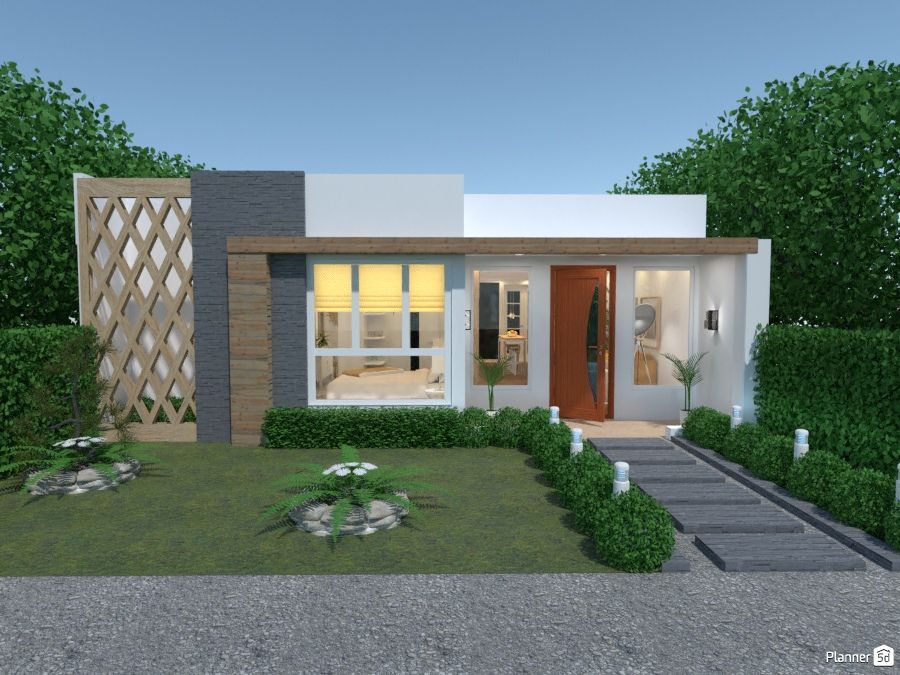 casas com garagem na frente e jardim