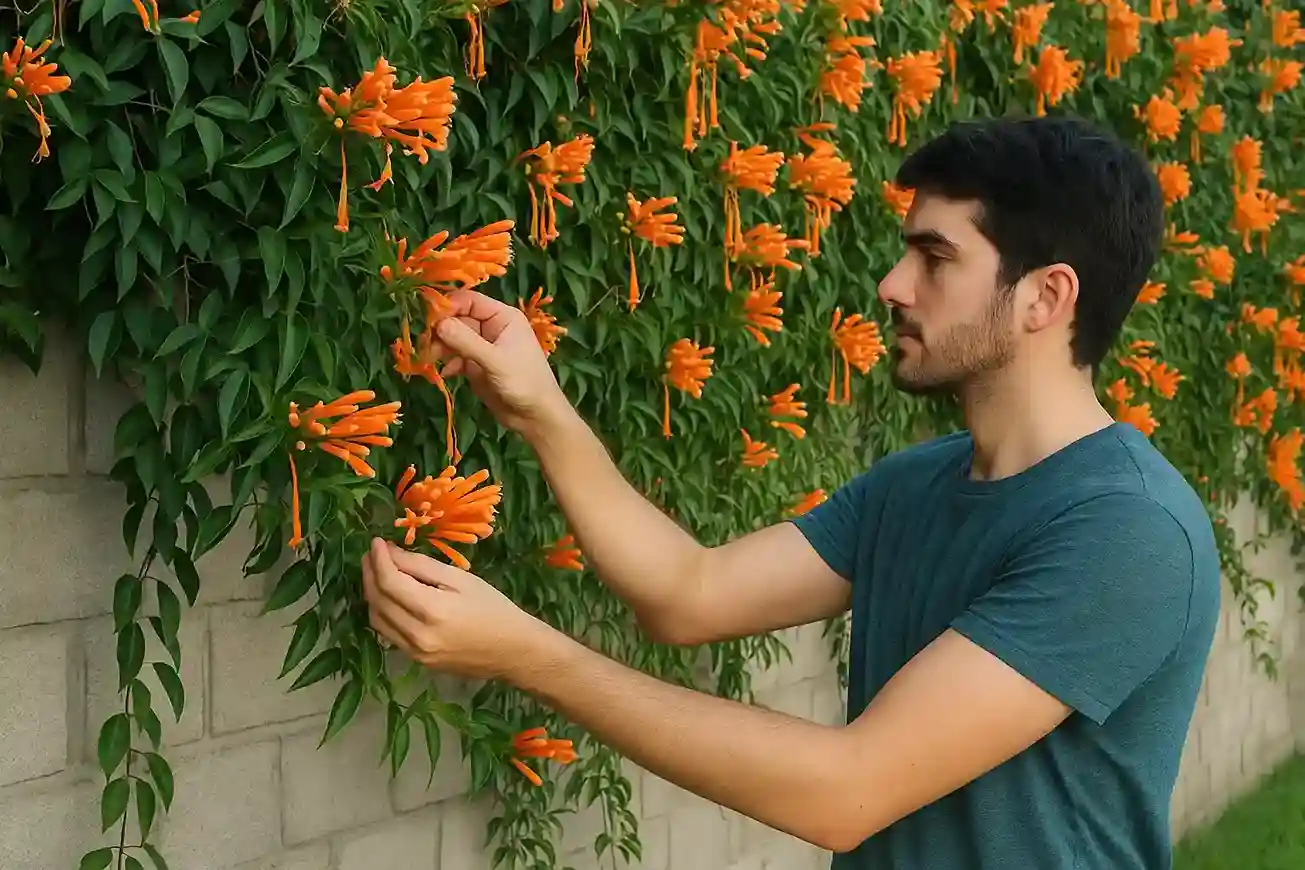 trepadeira flores laranja inverno