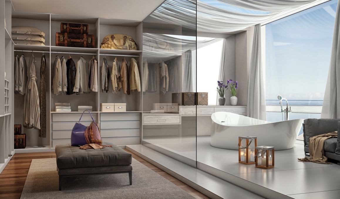 projeto closet com banheiro