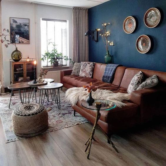 tendências decoração sala 2026 sofá marrom
