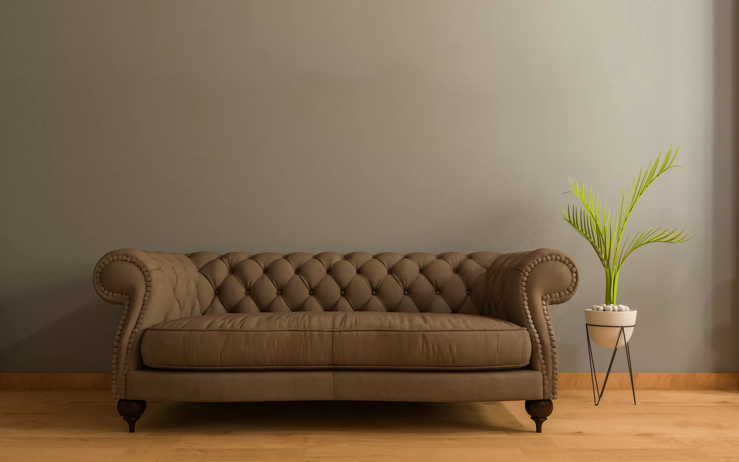 decoração sala moderna sofá marrom