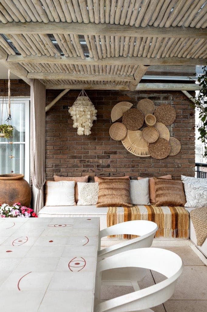 cozinha boho com madeira