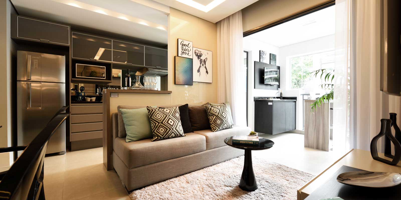 apartamento pequeno 2 quartos decoração com iluminação embutida