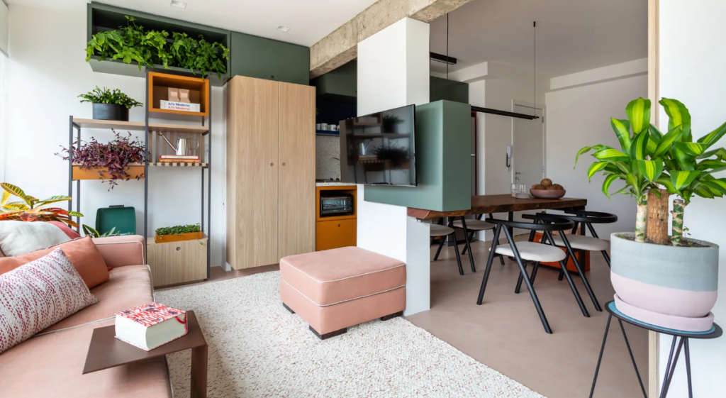 apartamento pequeno 2 quartos decoração home office