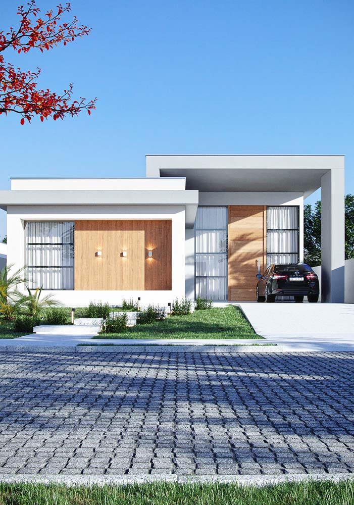 fachada de casa com platibanda