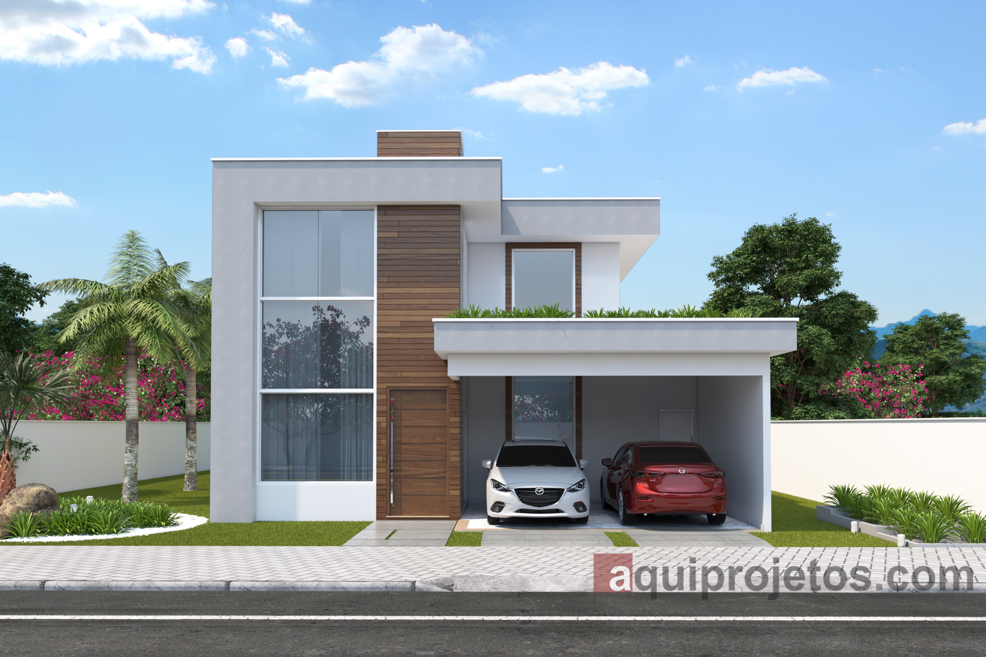 fachada de casa com porcelanato