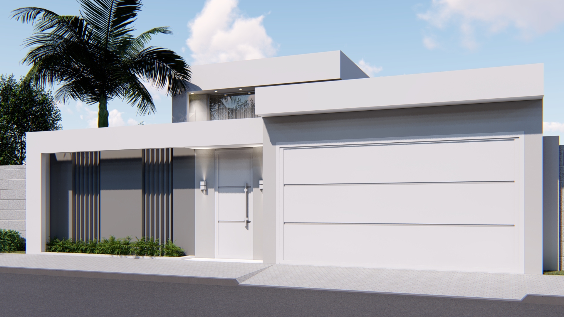 frente de casas com muro e portão