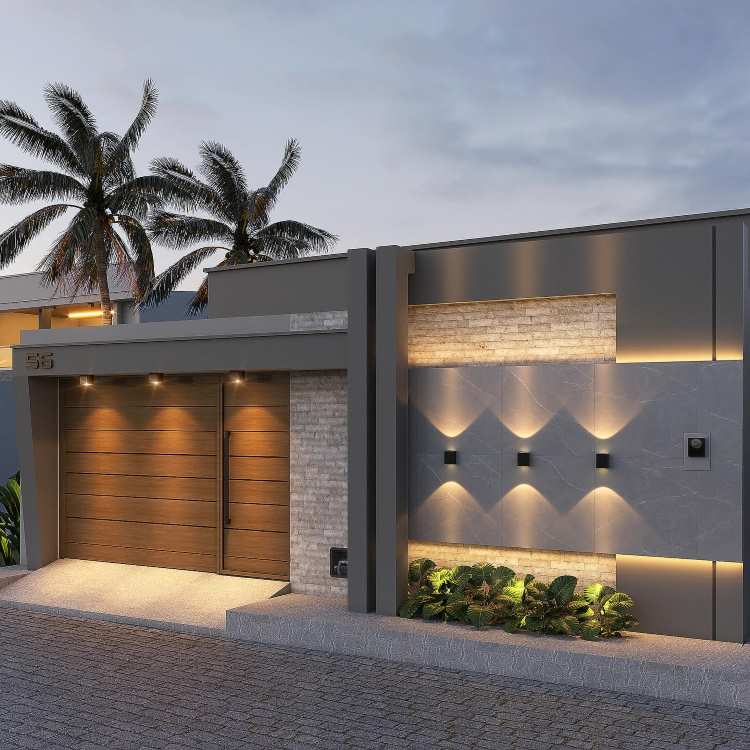 fachada de casa com portão de grade