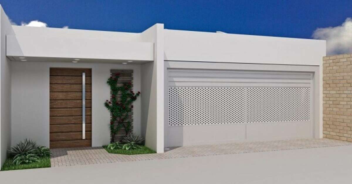 fachadas de casas simples e bonitas com portão de madeira