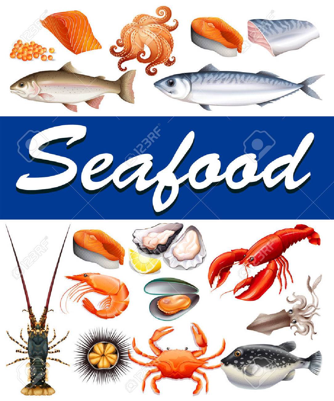 frutos do mar com fotos