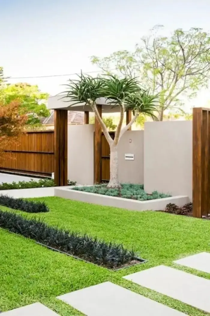 jardim com pedras na frente