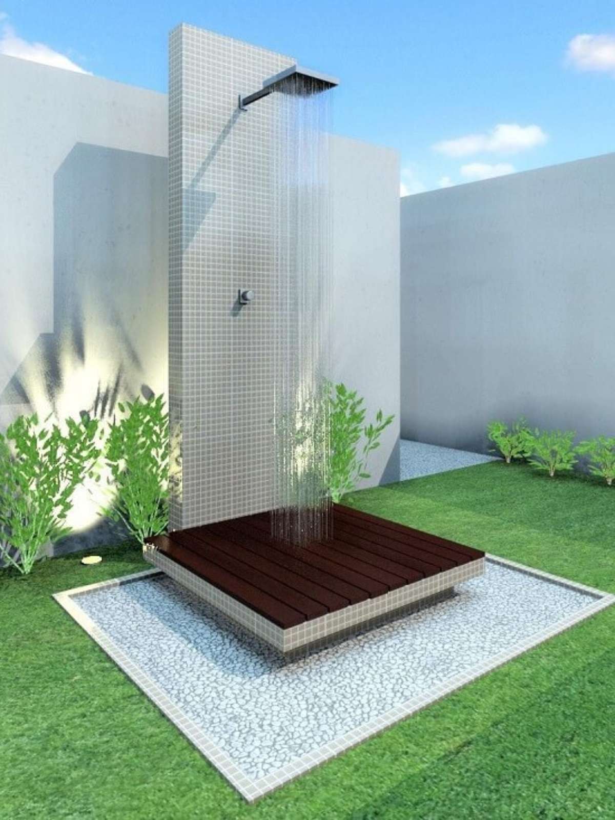 ideias ducha piscina rústica
