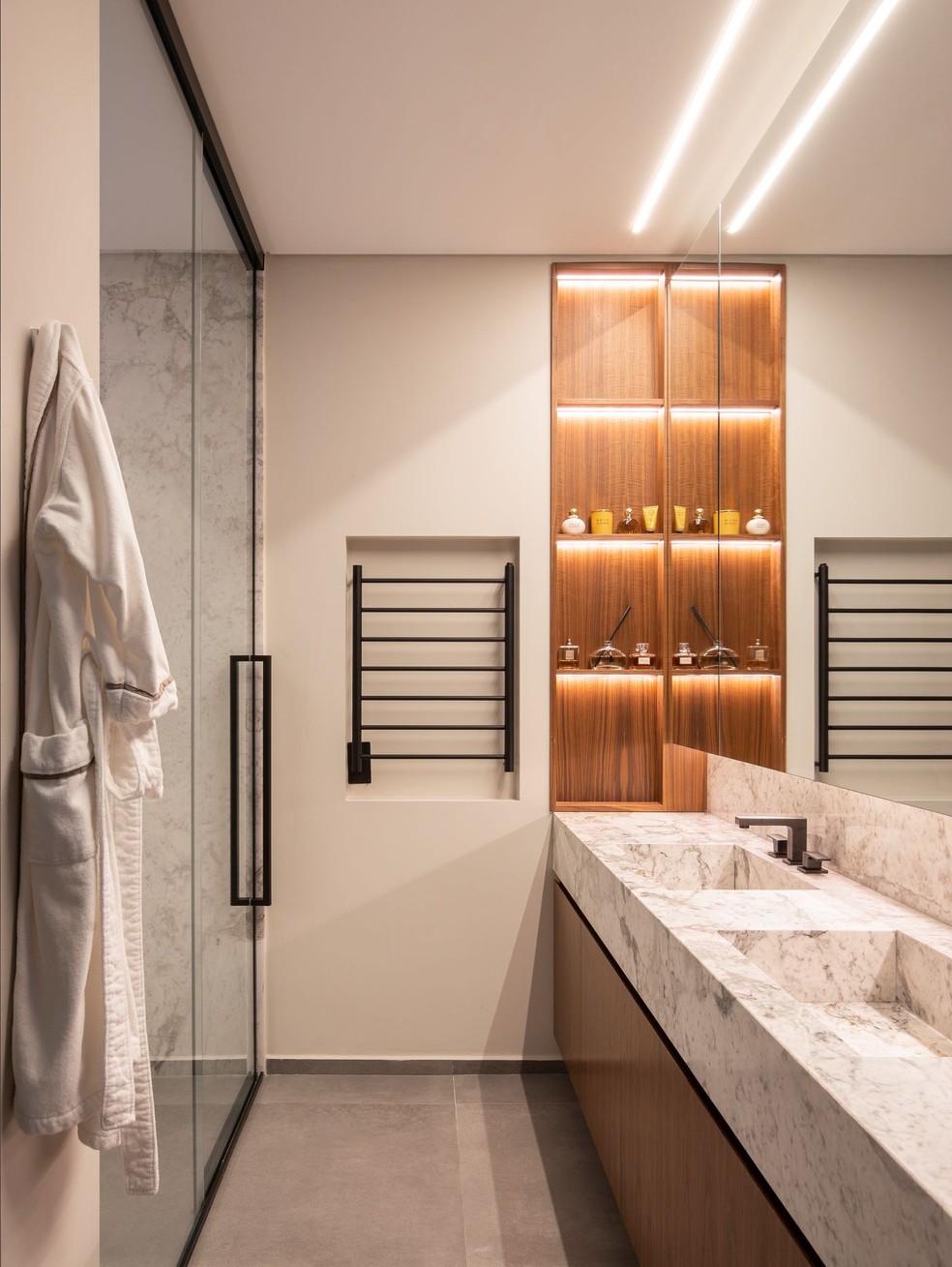 perfil de led banheiro espelho