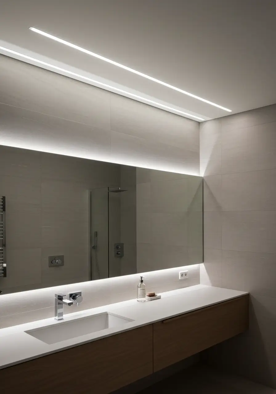 perfil led banheiro branco