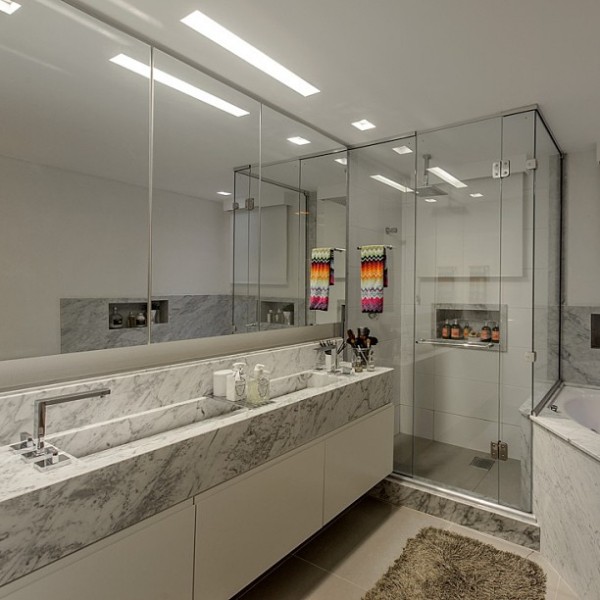 perfil de led banheiro nicho