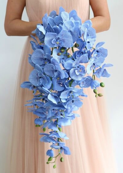 tendências buquê de casamento azul