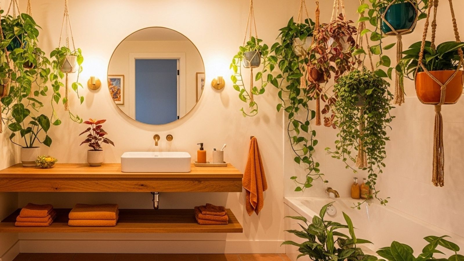 decoração com plantas em banheiro pequeno