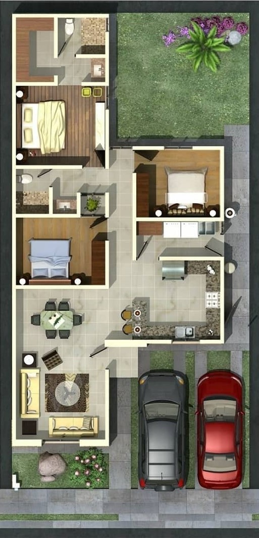 ideias de plantas de casas pequenas com 2 quartos