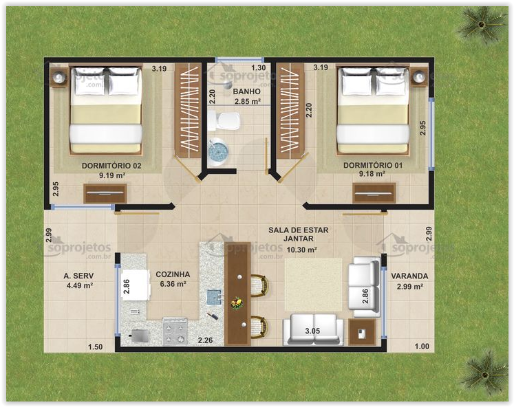 plantas de casas pequenas vs casas médias