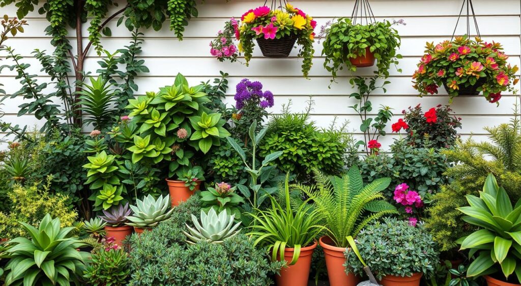 plantas para vasos na frente de casa