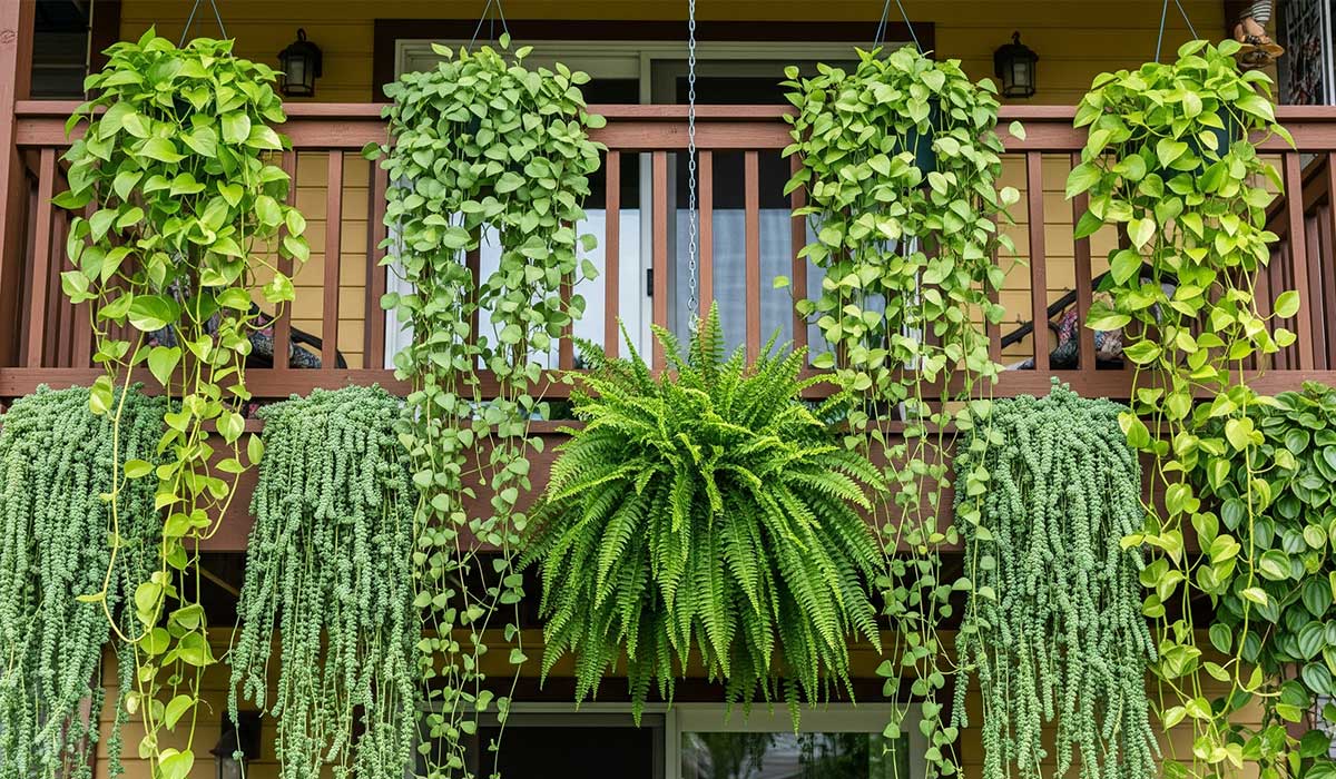 plantas de sol pleno para vasos suspensos