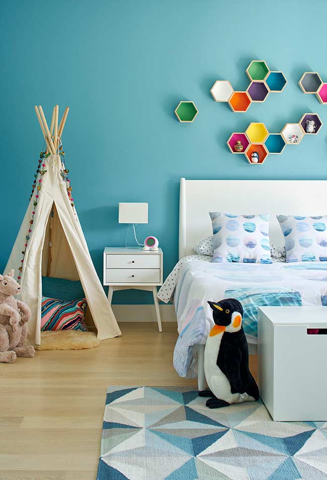 quarto azul solteiro