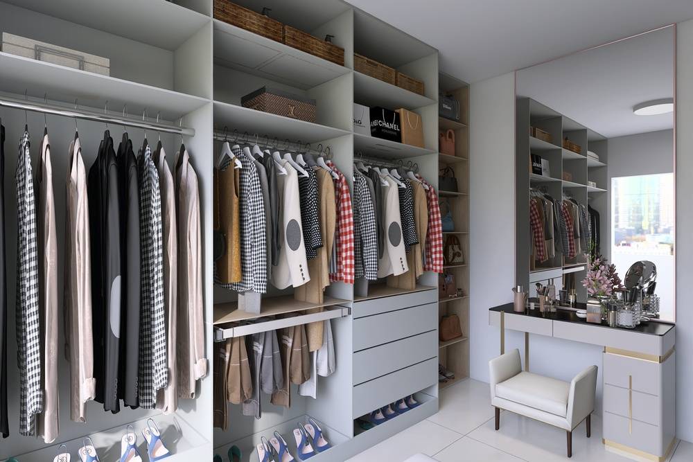 Closet aberto no quarto