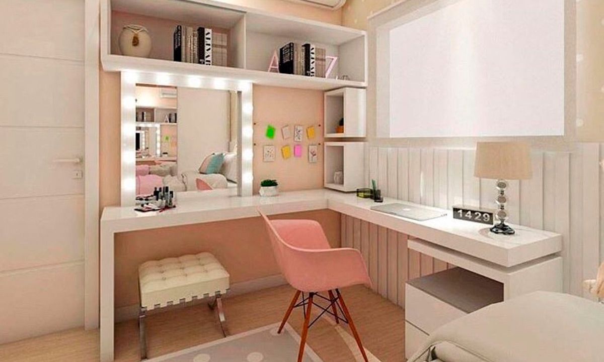 quarto de adolescente com cama alta