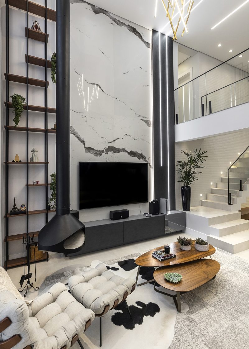 decoração sala pé direito alto