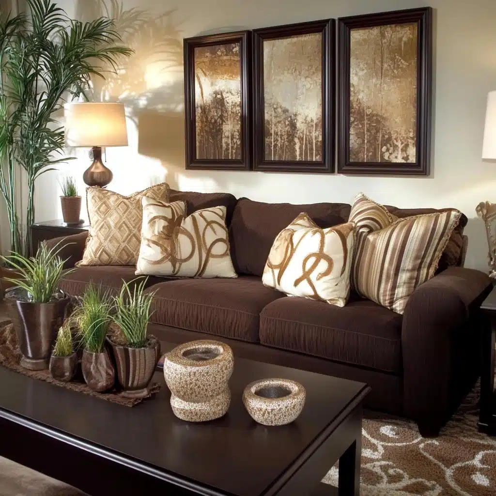 como decorar sala com sofá marrom e bege