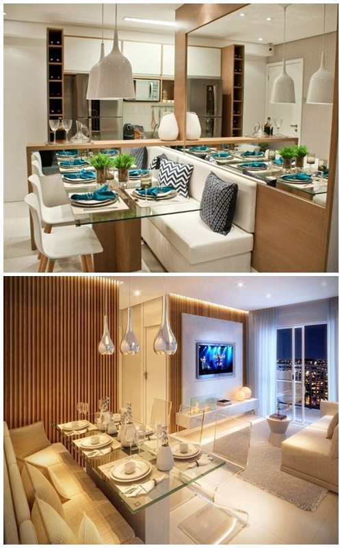 sala de jantar integrada apartamento pequeno