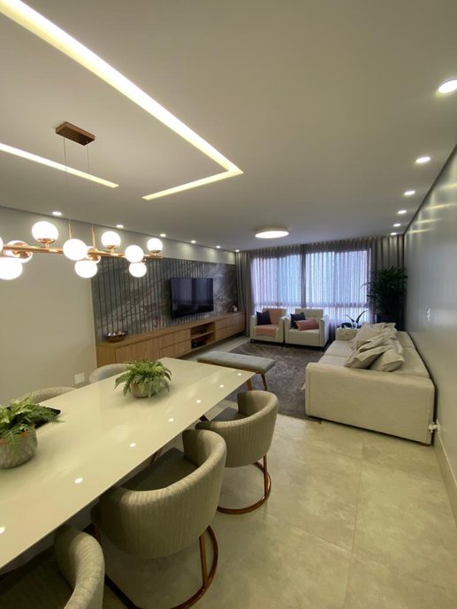 projeto sala de estar e jantar integradas