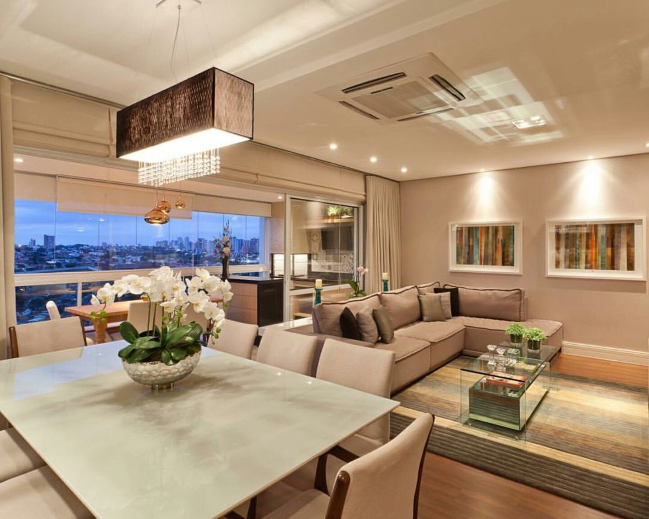 sala de estar e jantar juntas