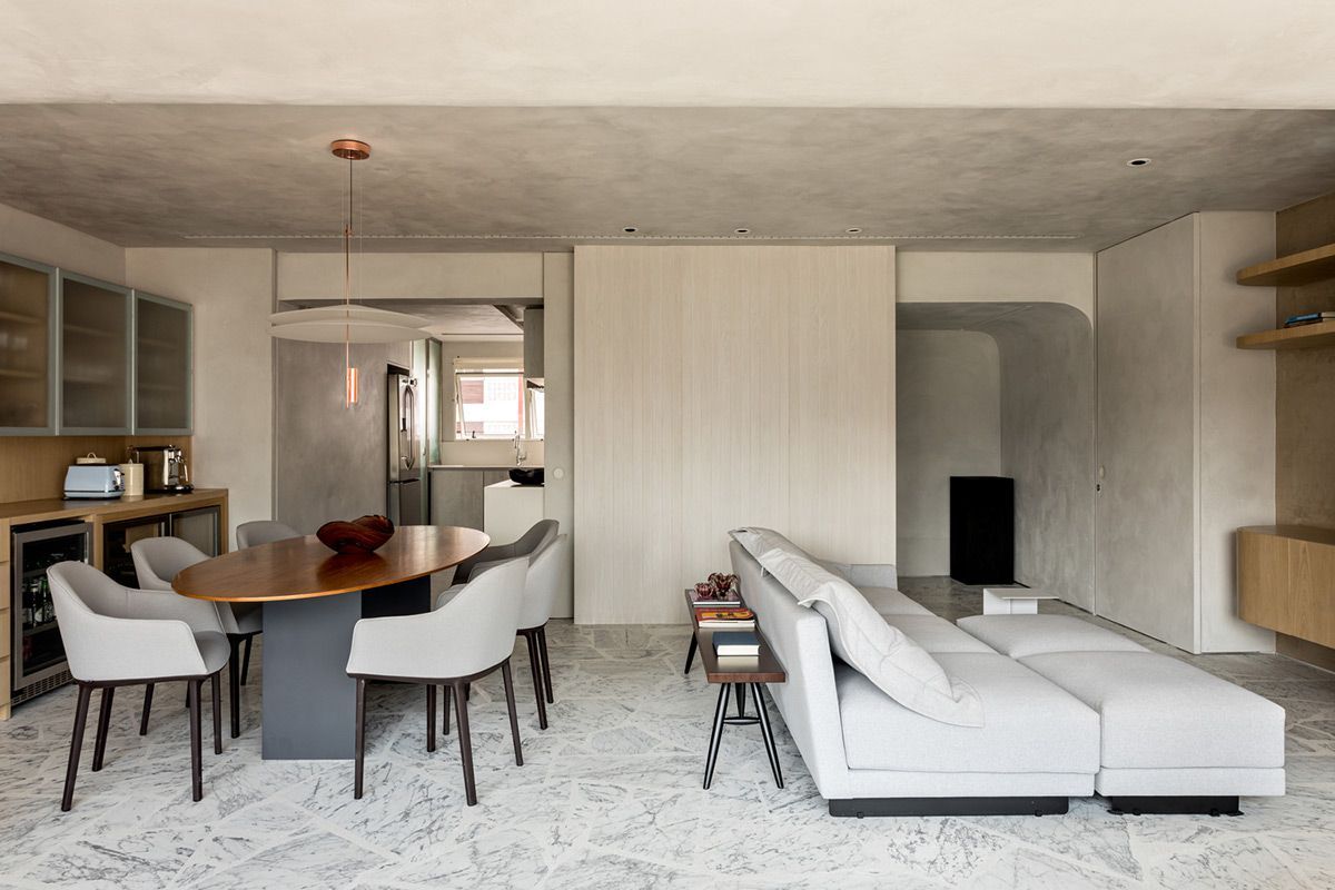 sala de estar e jantar pequenas integradas