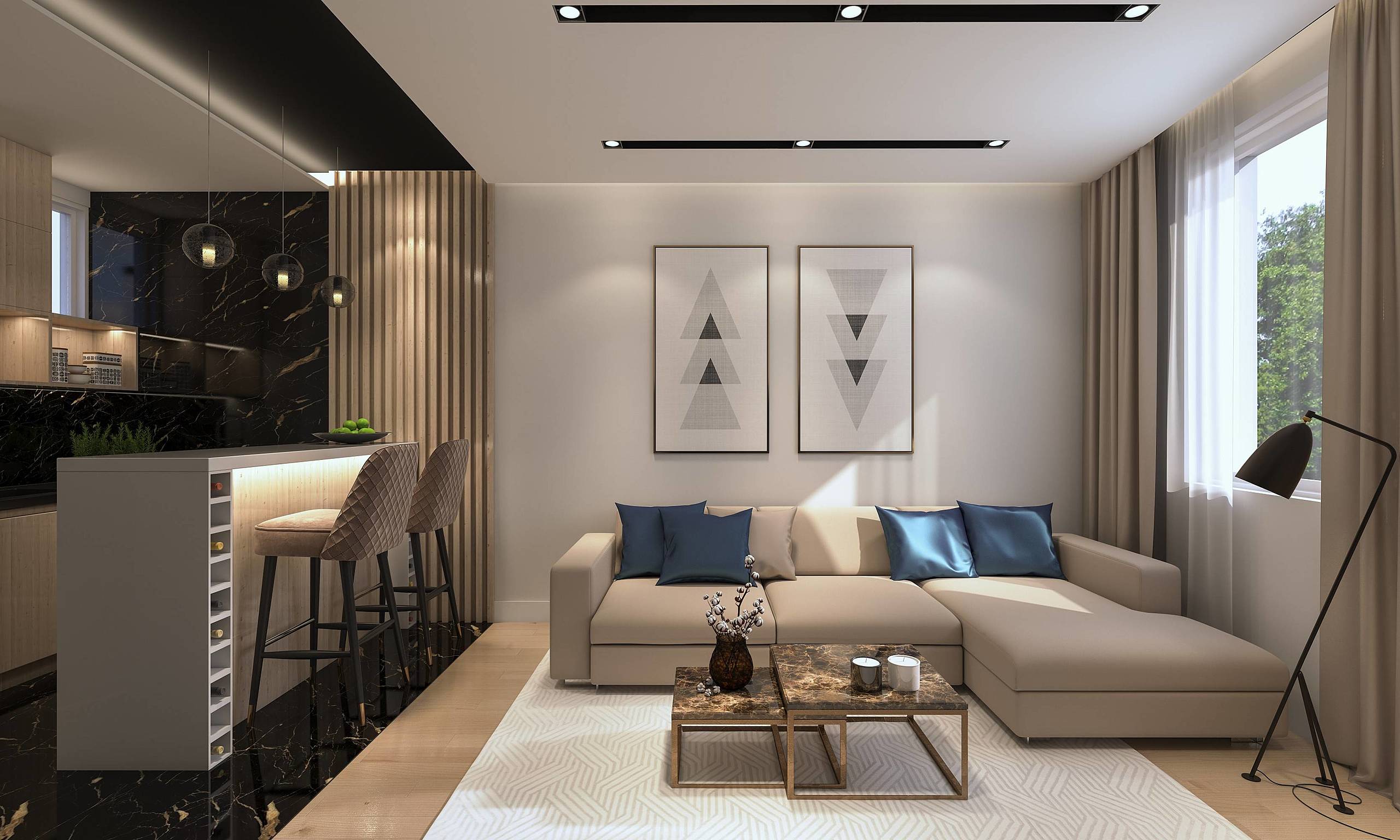 sala de estar e jantar modernas