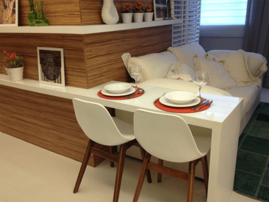 apartamento pequeno sala de jantar e estar juntas