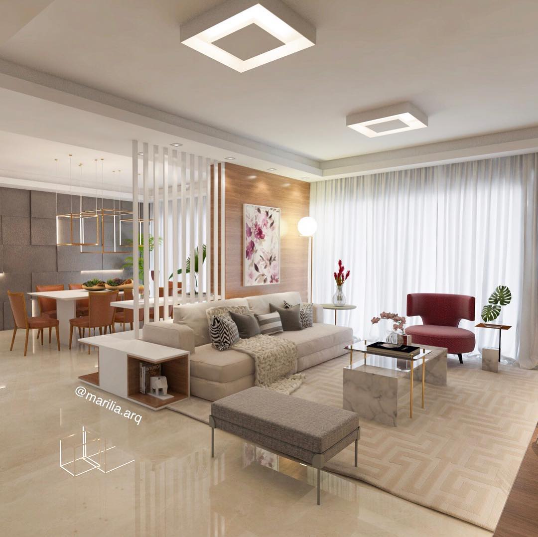 cores para sala de estar e jantar integradas apartamento